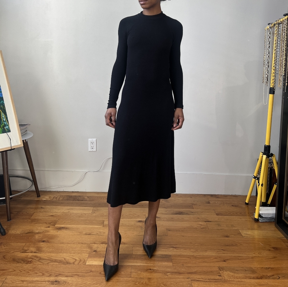Farm Rio Elegant Black Long Sleeve Dress | Small